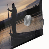 Large abstract wall art depicting a Mali landscape in earth tones on acrylic glass, suitable for dining room ambiance.