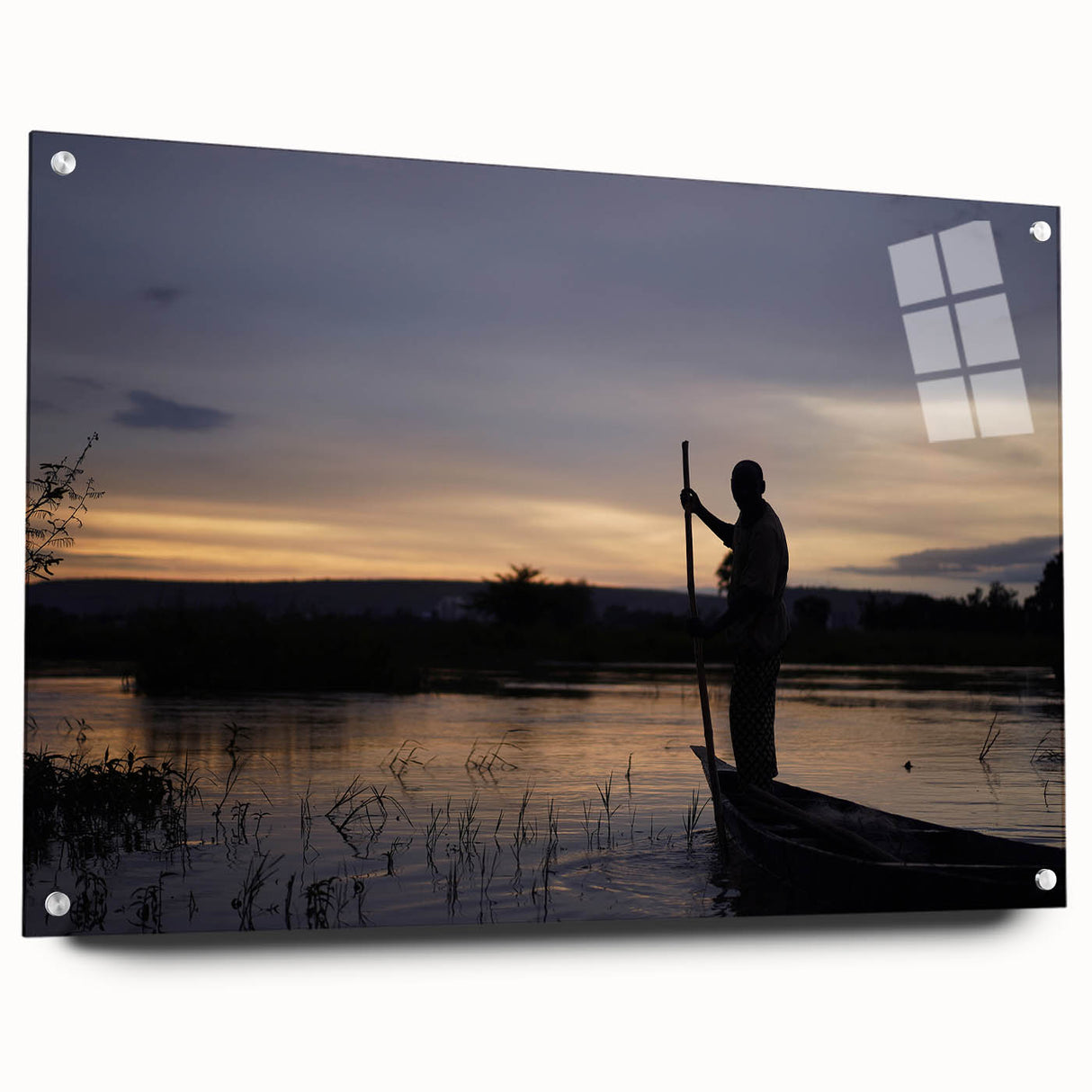 Acrylic print of a large abstract depiction of Mali scenery in earthy tones, suitable for bedroom or dining room decor.