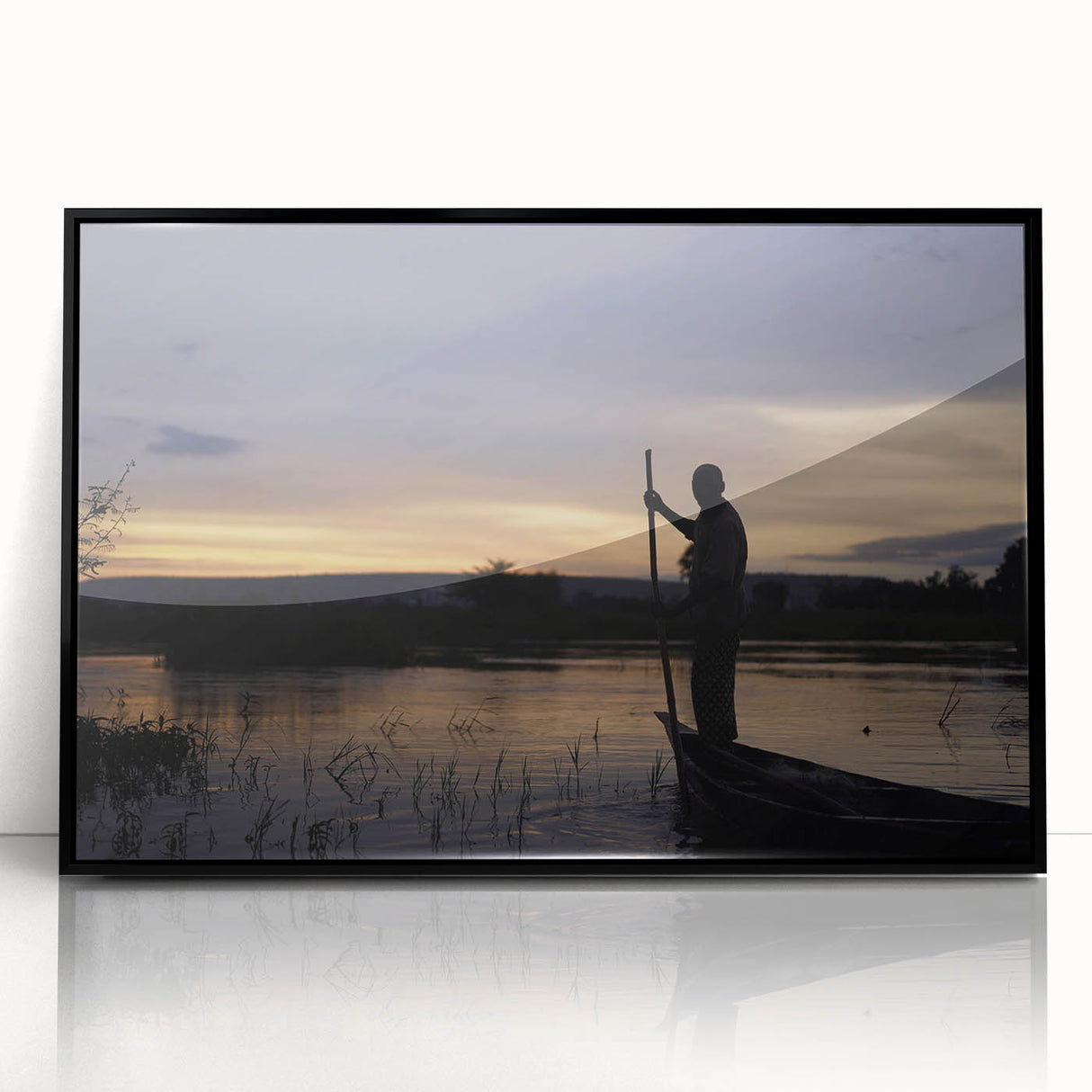 Large abstract wall art featuring an acrylic print of a Mali scenery in black and white tones.