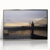 Acrylic print of a Mali scenery in muted earth tones, framed in silver, suitable for modern art wall decor.