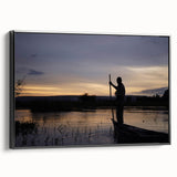 Black and white landscape art painting of Mali scenery on framed canvas, ideal for bedroom wall decor.