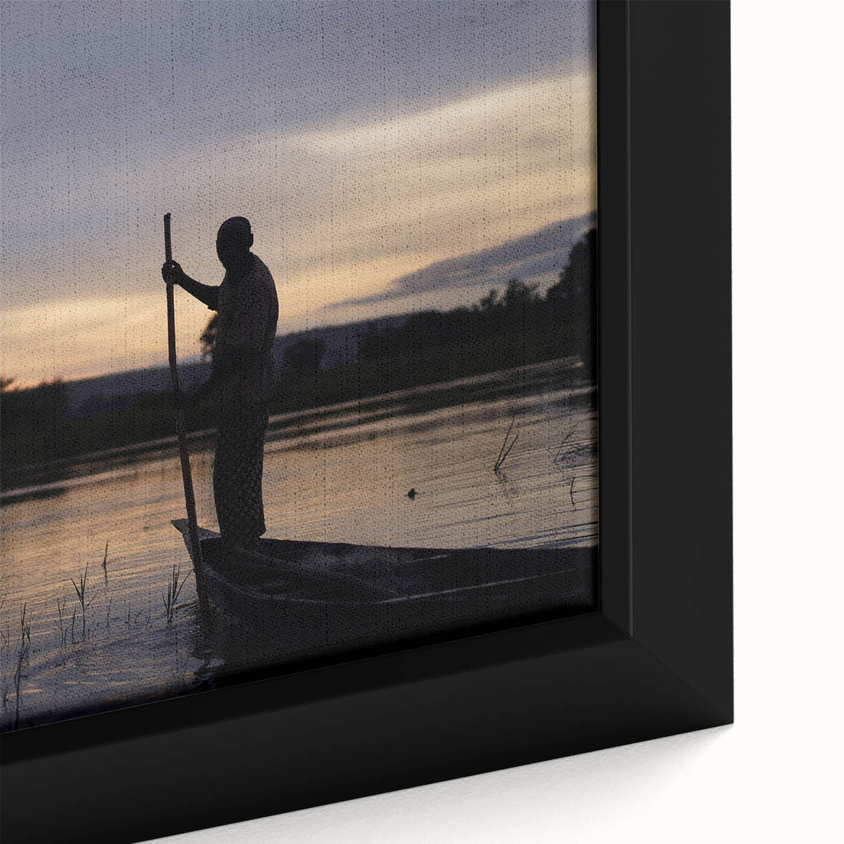 Framed canvas of textured black wall art depicting a vibrant Mali landscape, ideal for living room decor.