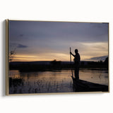 Framed canvas featuring a vintage-style landscape painting of Mali with colorful and black elements.