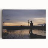 A large black and white stretched canvas featuring a scenic view of Mali, ideal for kitchen wall art.