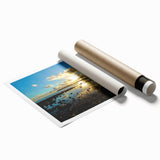 Extra large rolled print of a serene Mauritius landscape with lush greenery and vibrant flowers.