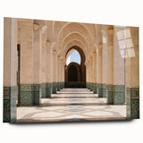 Large abstract wall art featuring a Moroccan landscape in earthy tones on acrylic glass.