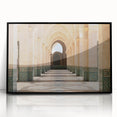 Large abstract wall art featuring a Moroccan landscape in muted earth tones on a framed acrylic.