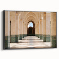 Black and white framed canvas depicting a Moroccan landscape, ideal for bedroom wall art.