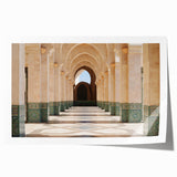 Extra large rolled print of a Moroccan landscape with vibrant floral elements, suited for dining room decor.