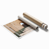 Extra large rolled print of a Moroccan scenery with vibrant floral elements, ideal for classy bathroom wall art.