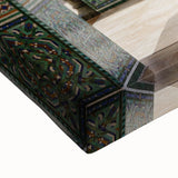 Large black and white stretched canvas featuring a Moroccan landscape, ideal for bedroom wall art.