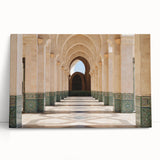 Black and white photo of Moroccan scenery on stretched canvas, ideal for kitchen wall art or bedroom ambiance.
