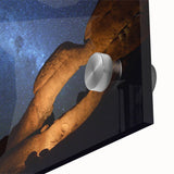 Large abstract wall art depicting a serene Namibian landscape in muted earth tones on acrylic glass.