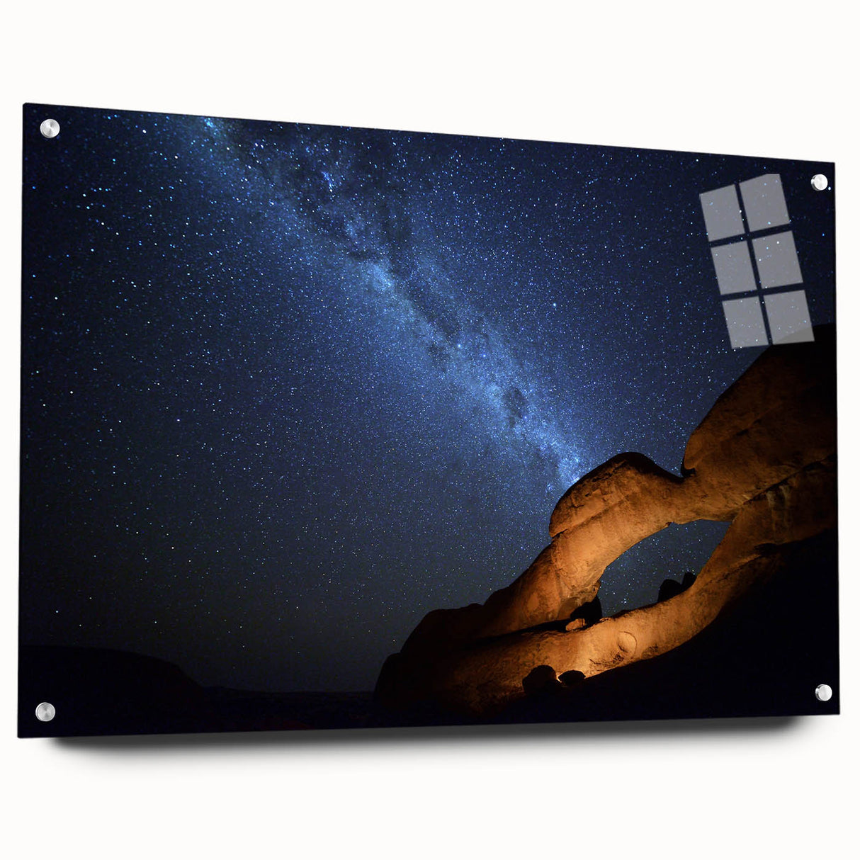 Acrylic print of a Namibian landscape in earthy tones, ideal for dining room or bedroom decor.