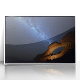 Framed acrylic print of a Namibian landscape in muted earth tones, ideal for modern art wall decor.