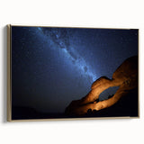 Framed canvas landscape art painting depicting a serene Namibian scenery, highlighted by gold tones and black accents.