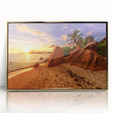 Large art print of a Seychelles landscape on framed acrylic.