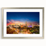 Textured abstract art print of a South African scenery in muted earth tones on a framed canvas, suitable for bedroom decor.