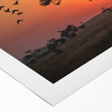 Art deco poster of Tanzania scenery with muted earth tones on rolled canvas, suitable for dining room decor.