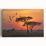 Black and white stretched canvas of Tanzania scenery, ideal for kitchen art.