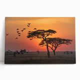 Black and white photo of African savannah on large stretched canvas, ideal for kitchen wall art or bedroom.