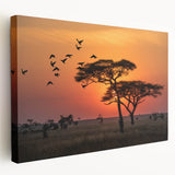 Large canvas print depicting a serene Tanzanian landscape in earthy tones, suitable for kitchen wall art.