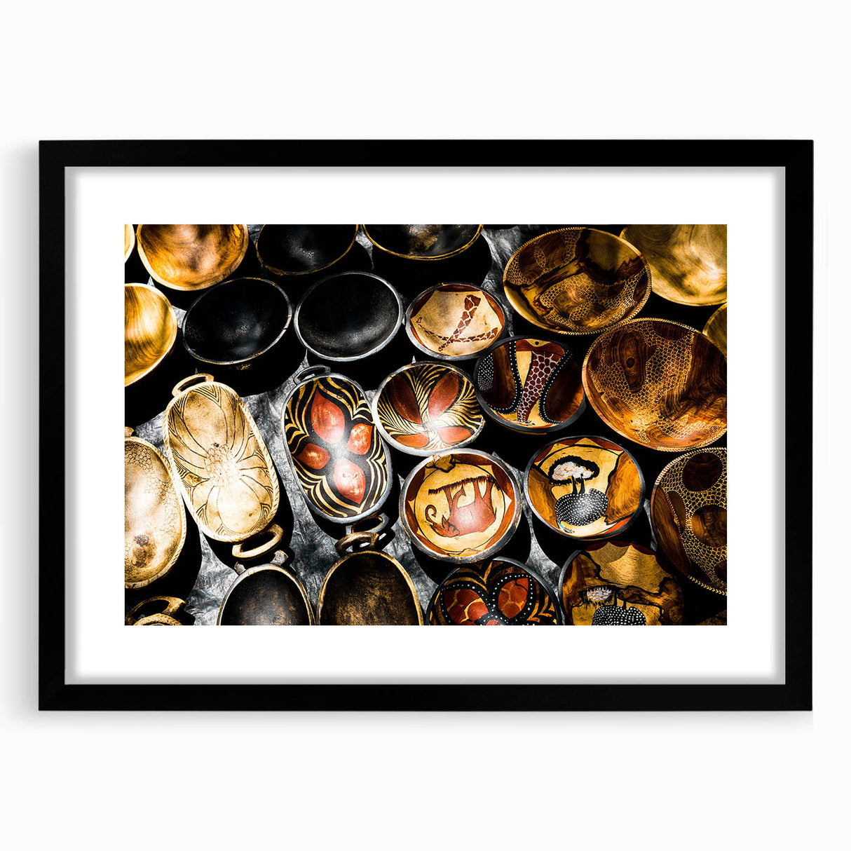 Abstract art print of a vibrant, colorful African landscape on a large, textured canvas, ideal for living room decor.