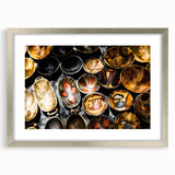 Textured abstract art print depicting a serene African landscape in muted earth tones, framed with a silver mat.