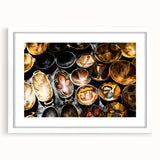 Abstract art print of African scenery in Zambia, featuring earthy tones on a framed white mat, ideal for dining room decor.