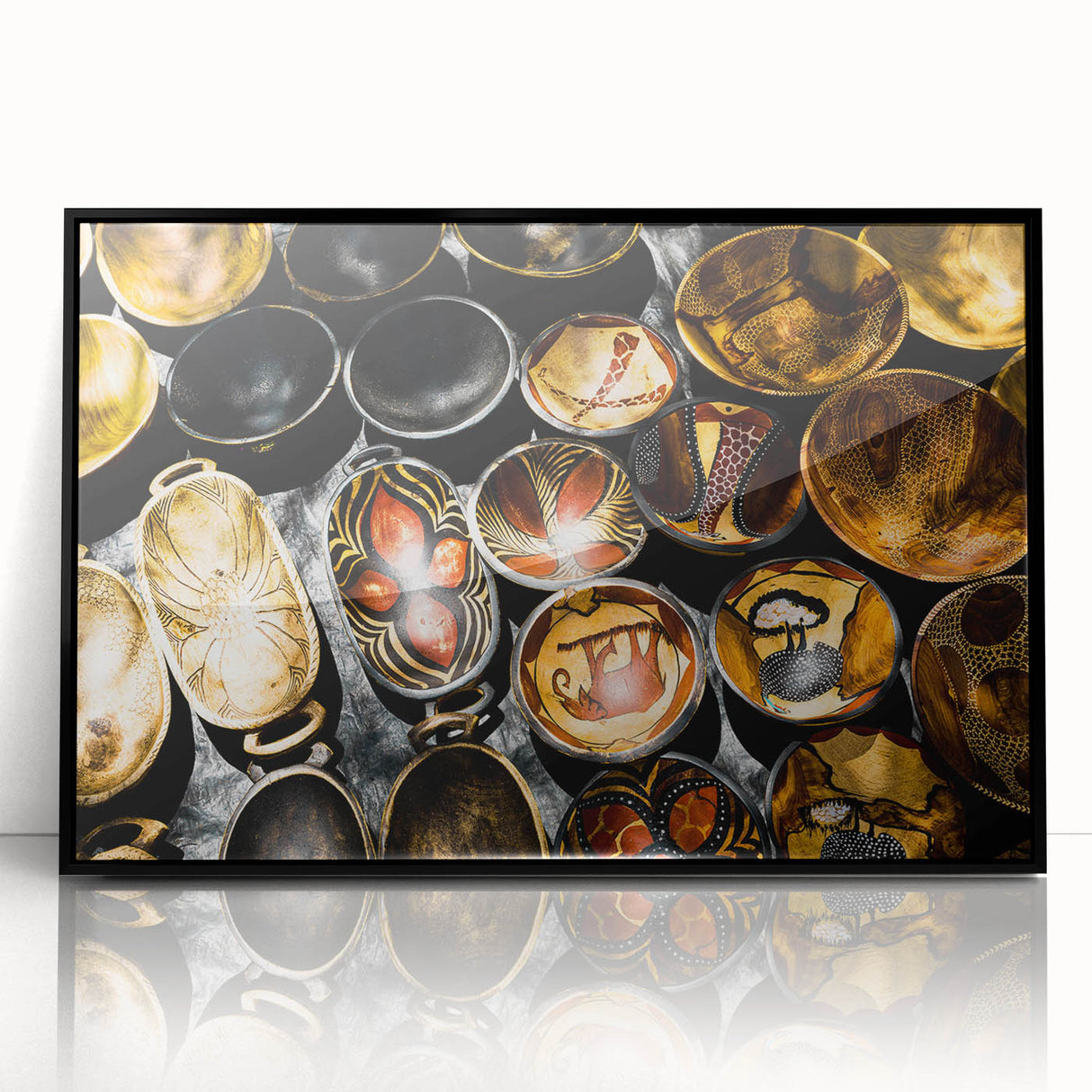 Large abstract wall art depicting the African Zambia scenery in muted earth tones on a framed acrylic.