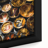 Extra large framed canvas featuring a textured, colorful African landscape in predominantly black tones.