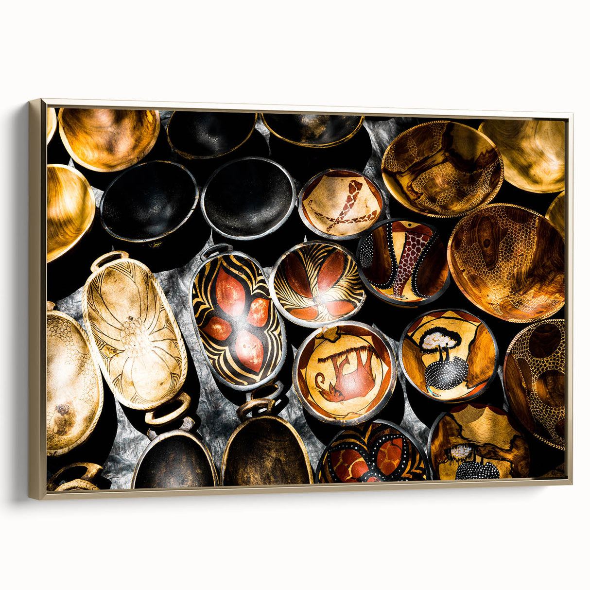 Framed canvas depicting a serene Zambian landscape in muted earth tones, ideal for bedroom wall art.