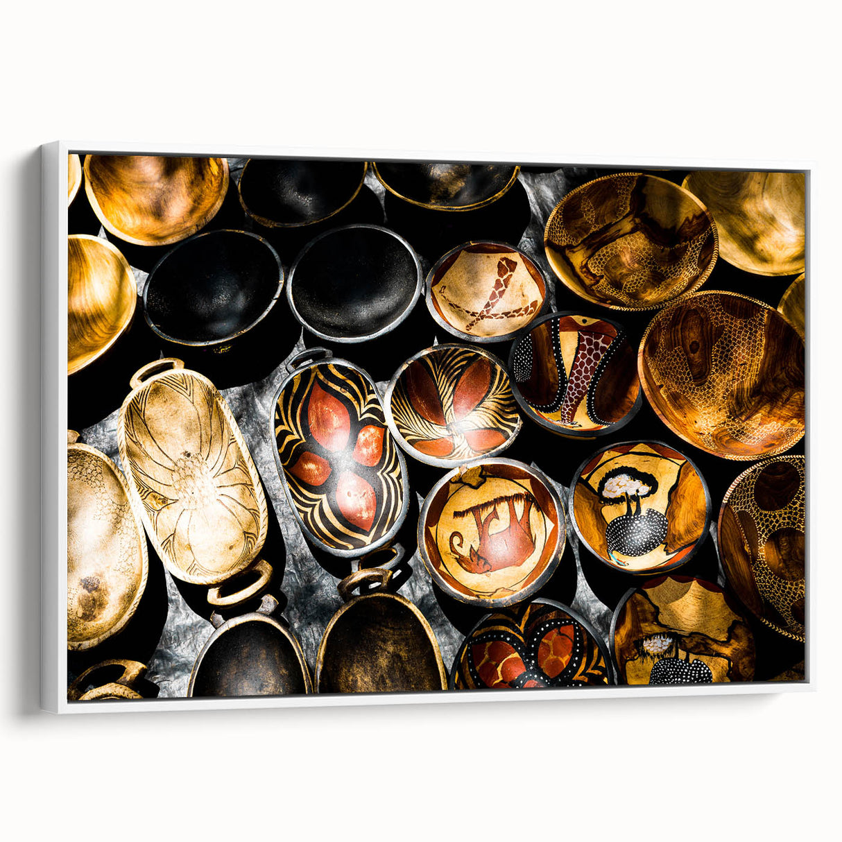 A vintage poster art of an African scenery in Zambia on a framed canvas, with colorful details, ideal for living room decor.