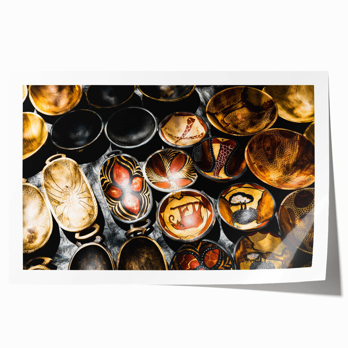 Extra large rolled print featuring a vibrant African scenery with lush floral elements, ideal for art wall dining room.