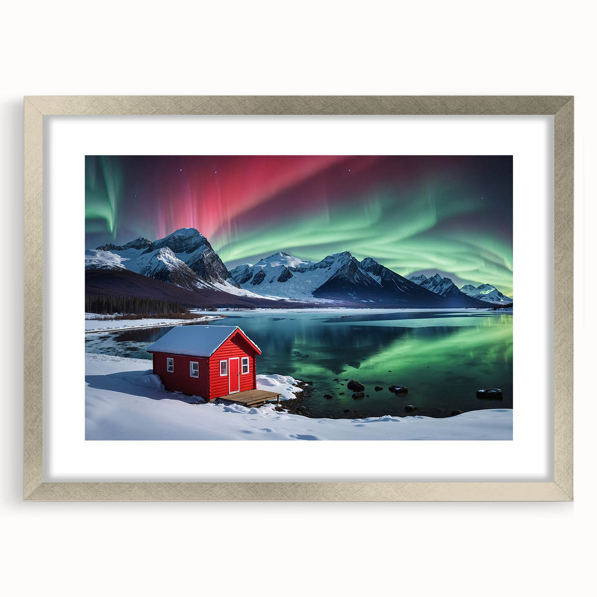 Textured art depicting an abstract Antarctic landscape in cool blue tones on a framed silver mat, suitable for bedroom decor.