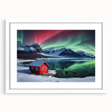 Abstract art print of an Antarctic landscape in muted blue and white tones on a framed canvas.