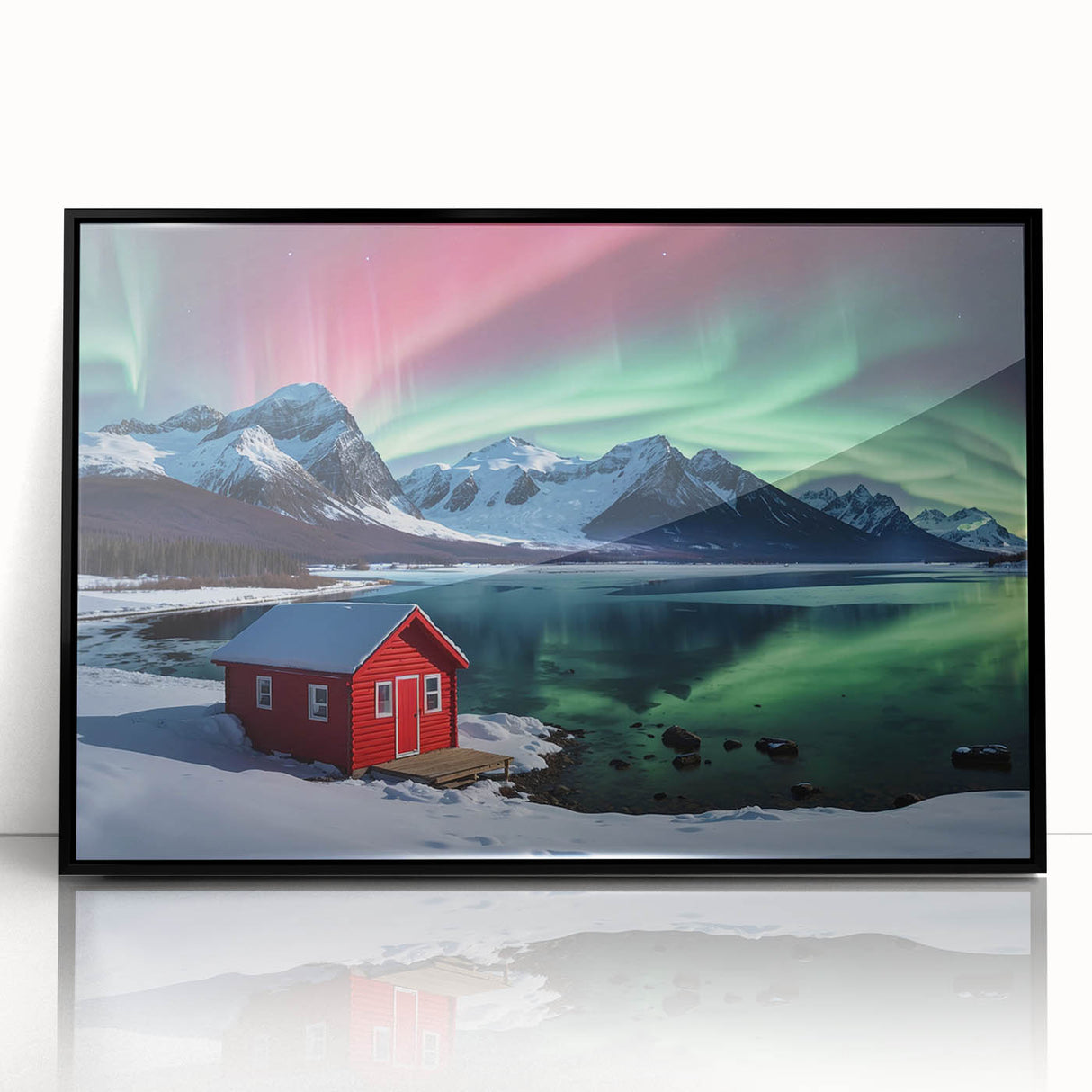 Large abstract wall art depicting an Antarctic landscape in muted blue and white tones on framed acrylic.