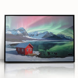 Large abstract wall art depicting an Antarctic landscape in muted blue and white tones on framed acrylic.