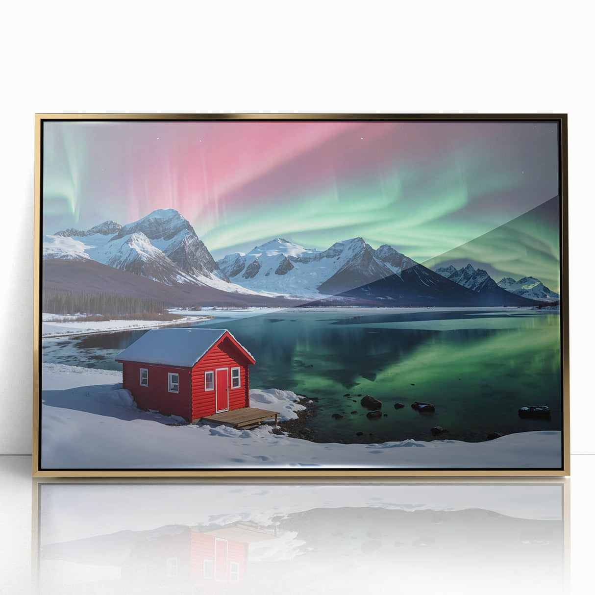 Framed acrylic print of a minimalist Antarctic landscape in muted gray and blue tones, ideal for modern art wall decor.