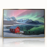 Framed acrylic print of a minimalist Antarctic landscape in muted gray and blue tones, ideal for modern art wall decor.
