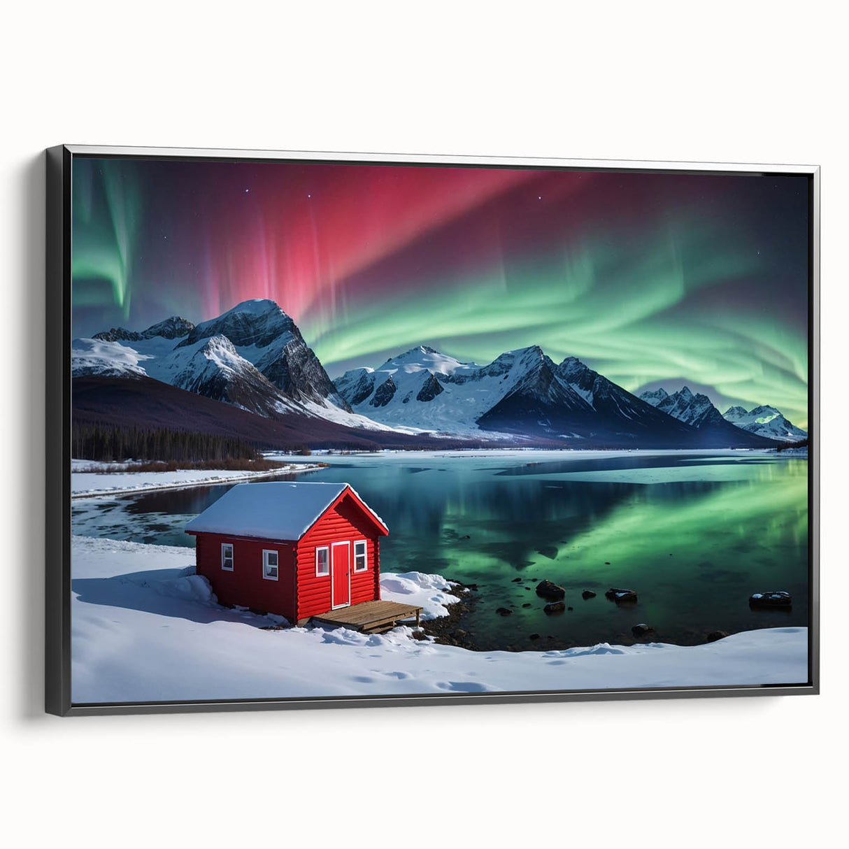 Black and white wall art featuring an Antarctic landscape on a framed canvas, suitable for bedroom decor.
