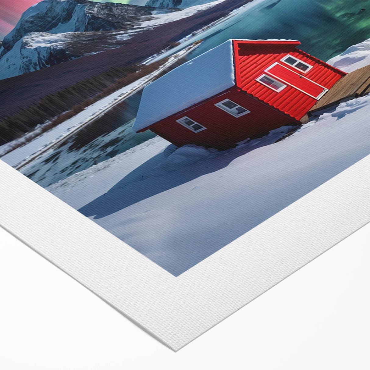 Art deco poster of an Antarctic landscape on rolled canvas, featuring muted blue and white tones.