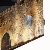 Large abstract wall art featuring a mid-century modernist style in muted earth tones on acrylic glass.