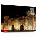 Large abstract wall art depicting a serene Azerbaijani landscape in muted earth tones on acrylic glass.