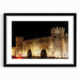 Extra large abstract art print featuring vibrant, textured colors of a scenic Azerbaijani landscape on a framed black mat.