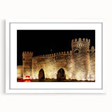 Abstract art print of a serene Azerbaijan landscape in soft blue and green tones, framed with a white mat.