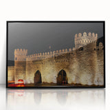 Large abstract wall art featuring a mid-century modernist style with a black acrylic frame.