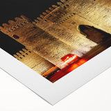 Art deco poster of an Asian landscape in muted earth tones on rolled canvas, suitable for dining room decor.