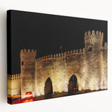 Large canvas art depicting a serene Azerbaijan landscape in muted earth tones, ideal for kitchen wall decor.