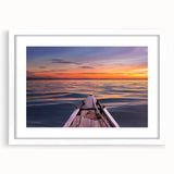 Abstract art print featuring a serene Bangladesh landscape in muted green and blue tones on a white framed poster.